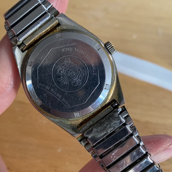 Longreene mens watch windup 21 jewels metallic gold face metal 8 inch strap - Picture 6 of 13